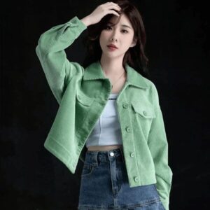 Veste Velours Côtelé Femme Vert