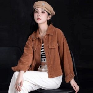 Veste Velours Côtelé Femme Marron