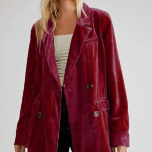 blazer femme bordeaux velour côtelé aa
