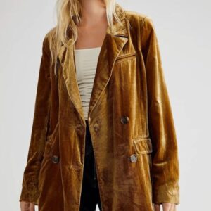 blazer femme marron velour côtelé