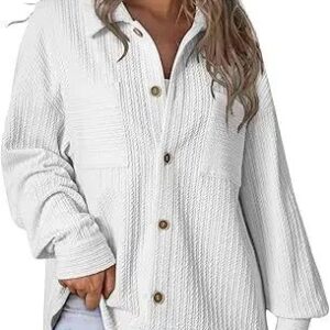 Surchemise Décontractée En Velours Côtelé Blanc