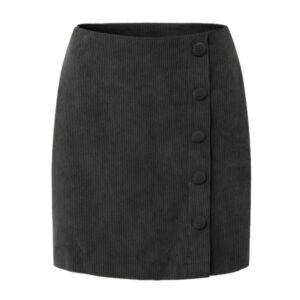 Mini-jupe Asymétrique En Velours Côtelé Noir