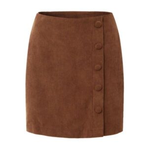 Mini-jupe Asymétrique En Velours Côtelé Marron