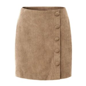Mini-jupe Asymétrique En Velours Côtelé Beige