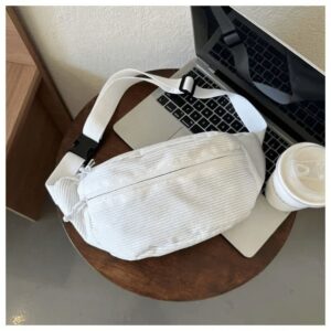 Sac Banane En Velours Côtelé Blanc