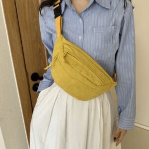 Sac Banane En Velours Côtelé Jaune