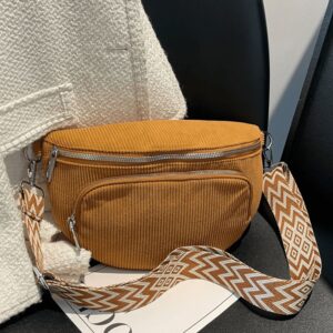 Sac Banane Multipoche En Velours Côtelé Marron