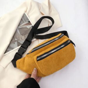 Sac Banane Streatwear En Velours Côtelé Jaune