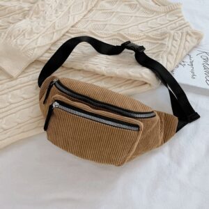 Sac Banane Streatwear En Velours Côtelé Marron