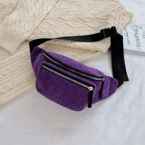Sac Banane Streatwear En Velours Côtelé Mauve