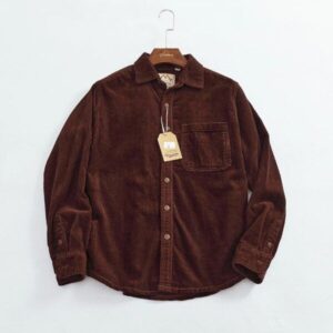 chemise homme en velours côtelé marron test