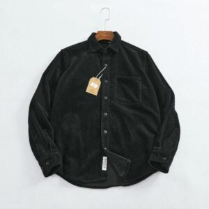 chemise homme en velours côtelé noir