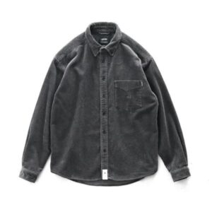 chemise homme vintage en velours côtelé gris