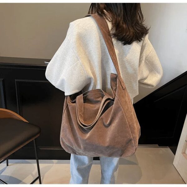 Grand Fourre-tout En Velours Gris – Image 3