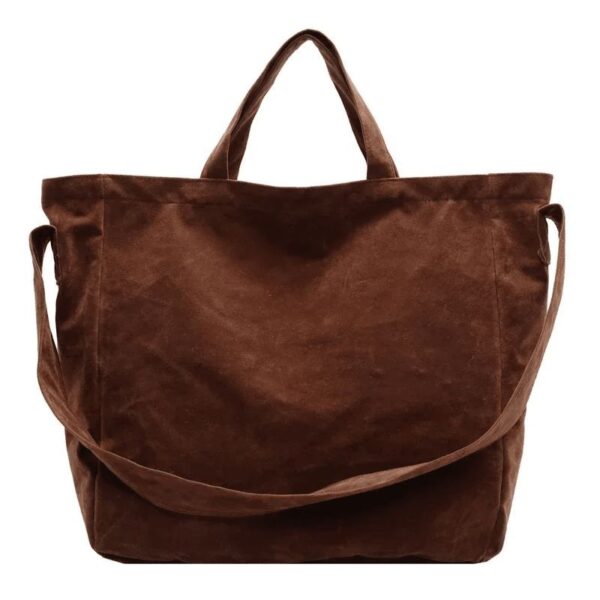 Grand Sac Fourre-tout En Velours Marron – Image 2