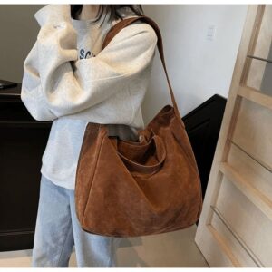 Grand Sac Fourre-tout En Velours Marron