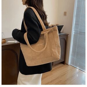 Grand Sac Fourre-tout Velours Côtelé À Grosse Côtes Kaki