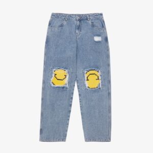 jean oversize à logo smiley