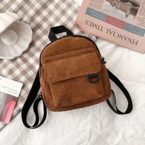 Mini Sac À Dos En Velours Côtelé Marron