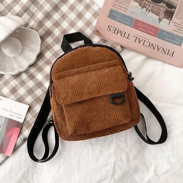Mini Sac À Dos En Velours Côtelé Marron