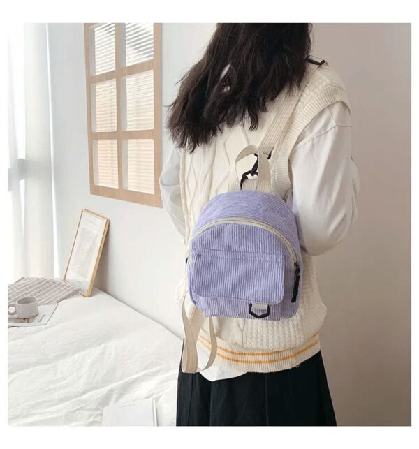 Mini Sac À Dos En Velours Côtelé Mauve – Image 2