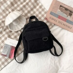 Mini Sac À Dos En Velours Côtelé Noir