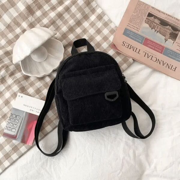 Mini Sac À Dos En Velours Côtelé Noir