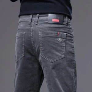 pantalon droit homme en velours côtelé gris foncé