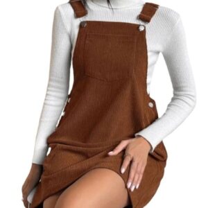 Robe Salopette Velours Côtelé Marron