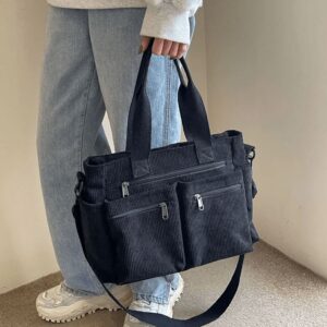Sac Crossbody En Velours Côtelé Noir