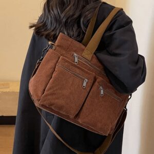 Sac Crossbody En Velours Côtelé Marron