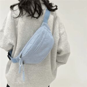Sac Banane Grande Taille En Velours Côtelé Bleu