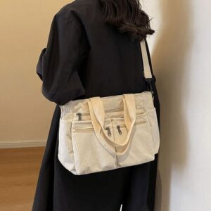 Sac Crossbody En Velours Côtelé Beige