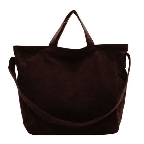 Grand Sac Fourre-tout En Velours Café – Image 2