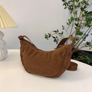 Sac Hobo En Velours Côtelé Marron