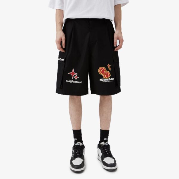 short en toile large noir