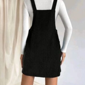 Robe Salopette Velours Côtelé Noir