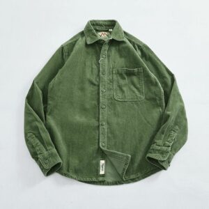 chemise homme en velours côtelé vert