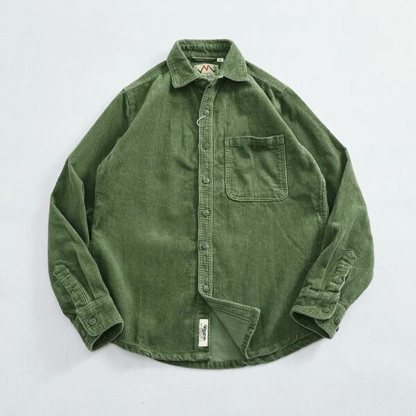 chemise homme en velours côtelé vert