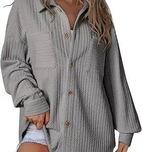 surchemise décontractée en velours côtelé gris