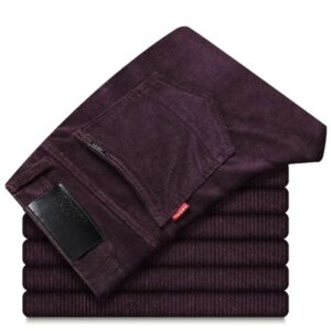 pantalon droit homme en velours côtelé bordeaux