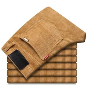 pantalon droit homme en velours côtelé kaki